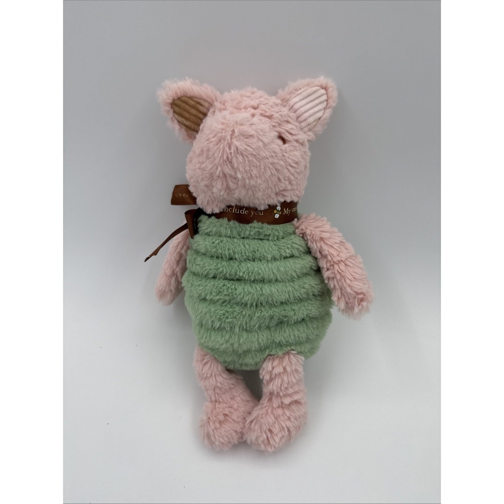 Disney Baby Classic Pooh PIGLET Plush SO Soft Baby Pink Mint Green 11" Brown Bow